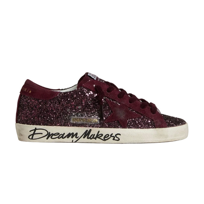 Golden Goose Super-Star LTD in cherry glitter with cherry suede star(Women's)